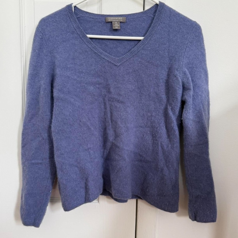 Charter Club cashmere v-neck sweater, M